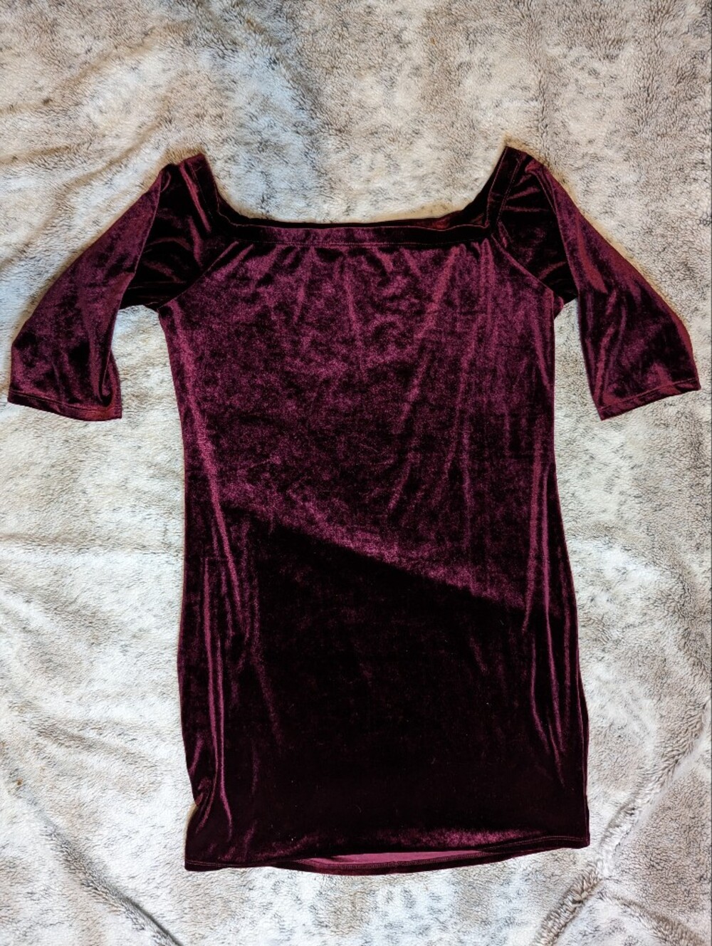 Forever 21 Plus Burgundy Crushed Velvet Off the Shoulder Bodycon Mini Dress 2X